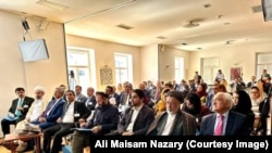 د جون پر ۲۴مه په ویانا کې د طالب ضد څېرو د پيل شوي غونډې انځور.