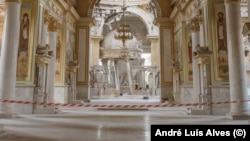 A view of the interior of the Orthodox Transfiguration Cathedral in Odesa that suffered significant damage from a Russian missile attack on July 23.