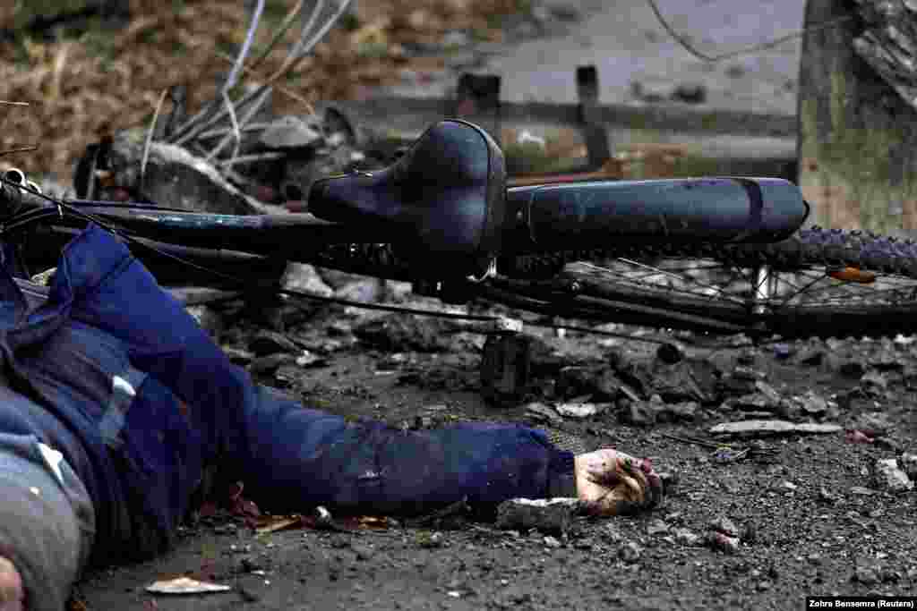 When journalists entered Bucha following the withdrawal of Russian forces, they found Filkina's body next to her bike. 