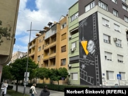 The mural of Vera Crvencanin Kulenovic in Novi Sad