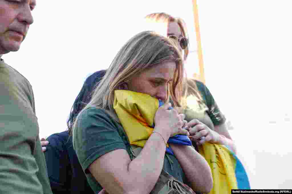 Konoval's wife, Olha (pictured), wrote on Facebook: "They were together from the beginning, and together they took their last breath for us. For them, this war is over."