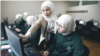 Girls study at the Sayida Khadijah madrasah in Osh Province, Kyrgyzstan.