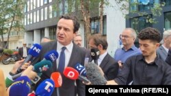 Брисел - Косовскиот премиер Аlбин Курти по средбата во Брисел со европските претставници и претседателот на Србија Александар Вучиќ, 14 септември 2023 година.
