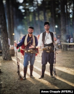 Daniel and Ivan from Sofia dressed as hajduks -- Christian irregulars who fought against the Ottoman authorities throughout Central and Eastern Europe from the 1500s.