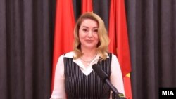 Северна Македонија - прес конференција на Моника Маневска, портпаролка на Изборниот штаб на Билјана Ванковска, кандидатка за претседател на Северна Македонија од партијата „Левица“ (претседателски избори, 24.4.2024 година)