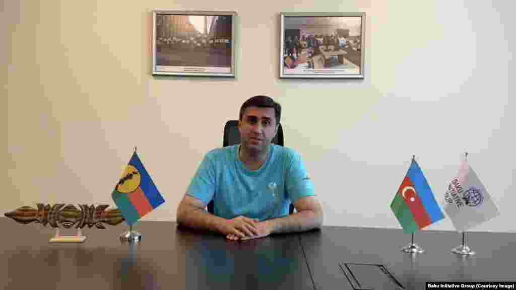 At the July 2023 conference in Azerbaijan, the creation of the Baku Initiative Group was announced, with the stated goal to "support the fight against neo-colonialism and colonialism." The Baku Initiative Group’s director, Abbas Abbasov, is seen here with Azerbaijani and Kanak flags during a video address in which he praised protesters on April 26. 