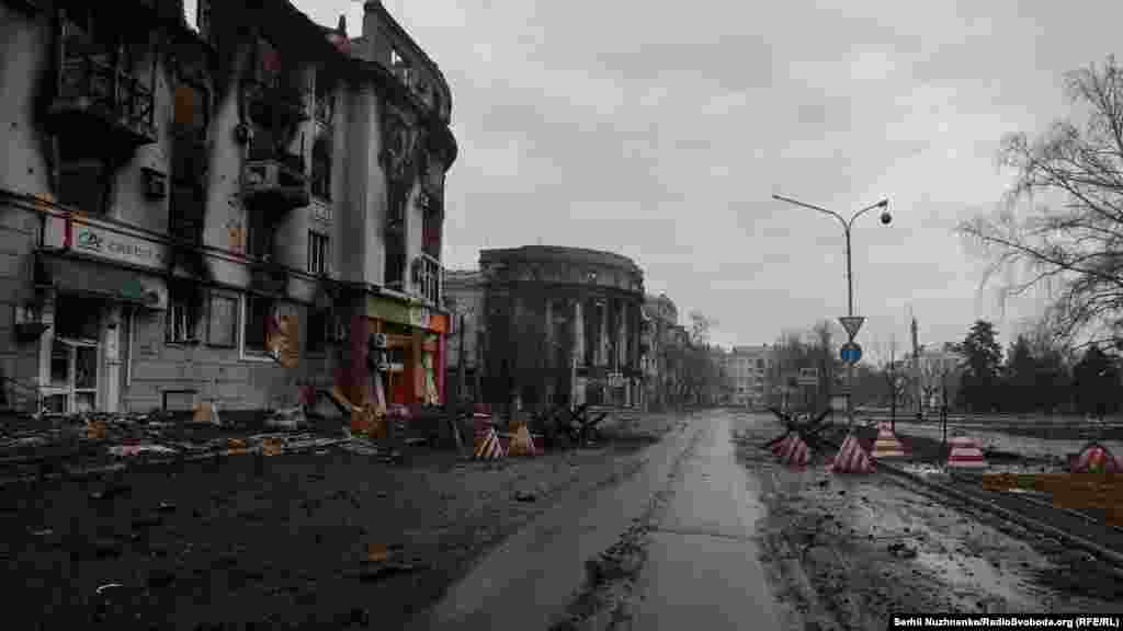 Цэнтар горада Бахмут у Данецкай вобласьці, 25 лютага 2023 