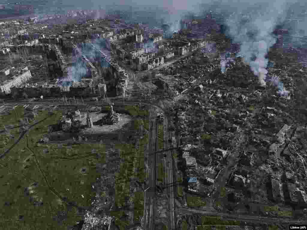 "The Russians are destroying buildings in Bakhmut to prevent our soldiers from using them as fortifications," Cherevatiy said. 