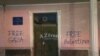 A photo posted by the AZfront Telegram channel showing pro-Palestinian graffiti daubed on a synagogue in Tashkent. 