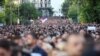 Србија -- Протест во Белград поради случаите на две масовни престрелки со фатални последици во Србија, 8 мај 2023 година.