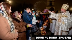 Orthodox Christians take part in Easter celebrations in Chisinau in April.
