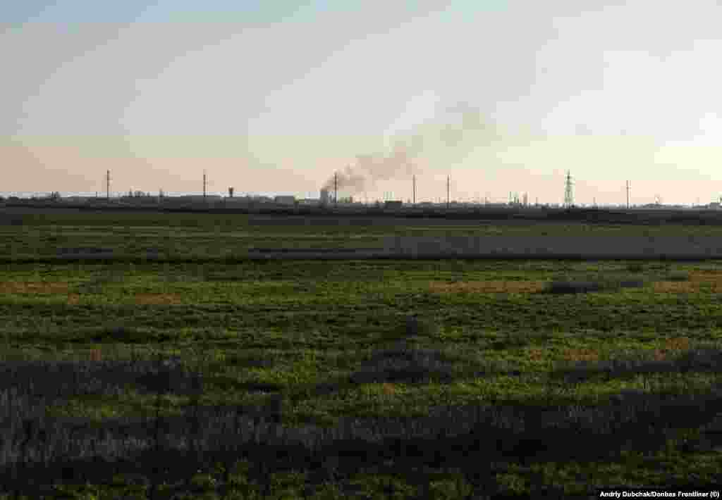 Smoke rises from fighting near Snihurivka. 