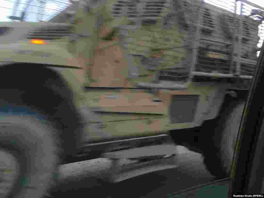 A U.S. military vehicle outside Bagram Air Base. 