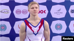Ivan Kulyak won a bronze medal in the parallel bars at the Apparatus World Cup in Doha in March.