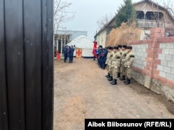 The funeral of 20-year-old Egamberdi Dorboev in his home village of Kara-Oi in Kyrgyzstan's Issyk-Kul Province.