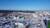 Вид на Покровск, город в Республика Саха (Якутия), Российская Федерация