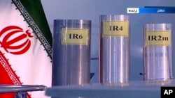 A 2018 file frame from Iran's state-run Islamic Republic Iran Broadcasting, IRIB, purports to show domestically built centrifuges for enriching uranium. 