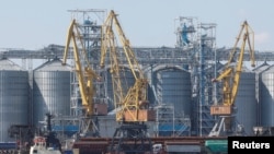 A grain terminal in the seaport in Odesa
