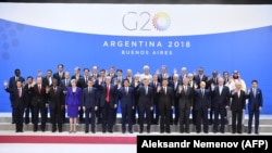 Participants of the G20 summit pose for a family photo in Buenos Aires on November 30.