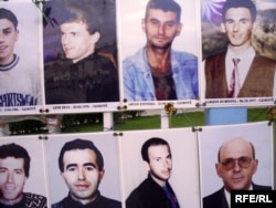 Albion Kumnova and other disappeared Kosovars on the wall of the missing in Pristina (file photo)