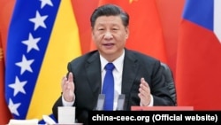 Chinese President Xi Jinping speaks in Beijing during the virtual 17+1 summit on February 9.