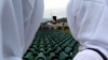 Coffins containing remains of victims of the Srebrenica massacre