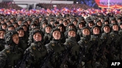 North Korean soldiers march in Pyongyang (file photo)