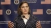 U.S. Assistant Secretary of State ror European and Eurasian Affairs Victoria Nuland speaks to the media during a press conference in Kyiv on April 27.