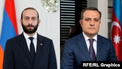 Foreign Ministers Ararat Mirzoyan (left) of Armenia and Ceyhun Bayramov of Azerbaijan (combo photo)