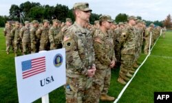 Під час церемонії відкриття військових навчання НАТО «Рапід Трайдент». Львівщина, Ярорівський полігон, 11 вересня 2017 року