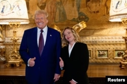 Italian Prime Minister Georgia Meloni visits Donald Trump at his Mar-a-Lago resort in Florida.