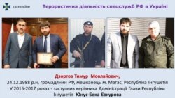 Тимур Дзотов биринчи сүрөттө Ингушетиянын башчысы Юнус-Бек Евкуров менен. Сүрөт украин коопсуздук кызматынын сайтынан алынды.
