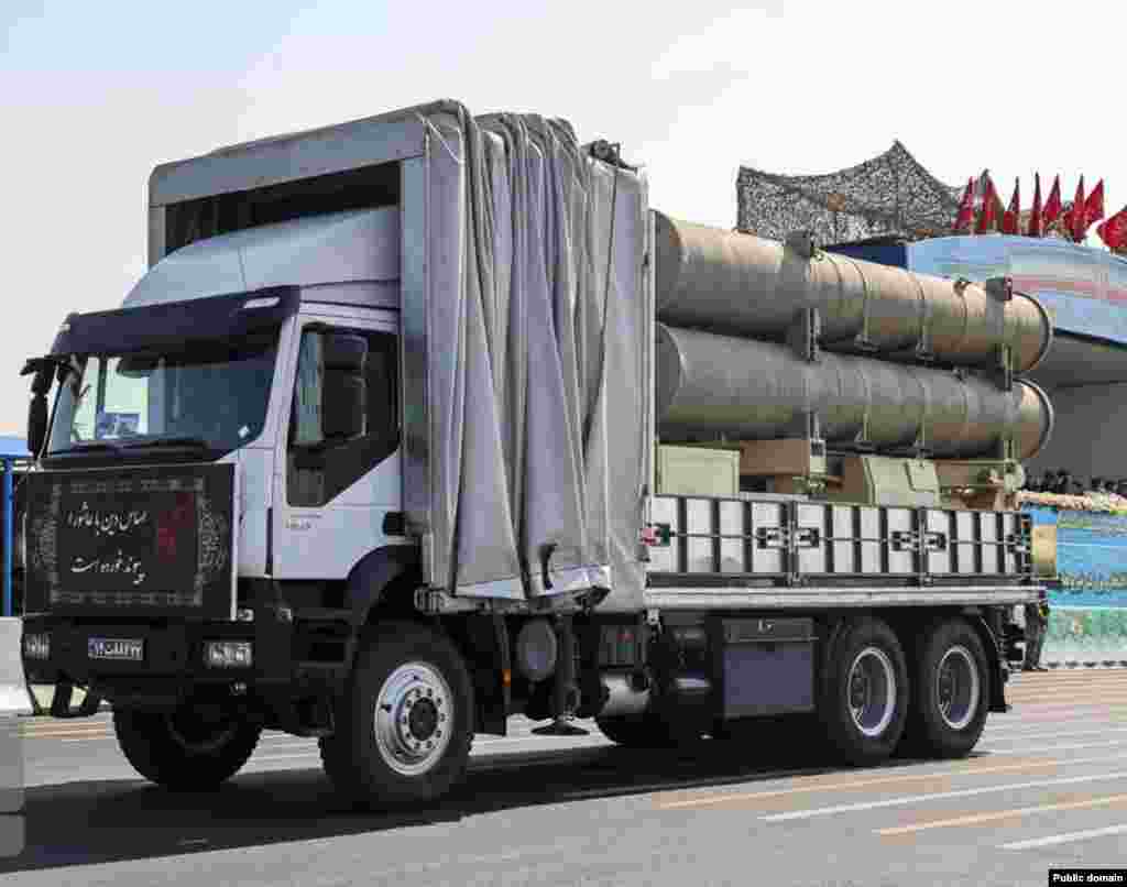A Fath-360 missile system is paraded in Tehran in September 2022. The weapon's missile pods are hidden inside the trailer of a truck designed to look like a civilian vehicle, making its detection from the air difficult. Fath-360 missiles have a relatively imprecise hit radius of around 30 meters, meaning they are likely to be used against large stationary targets such as buildings and infrastructure. 