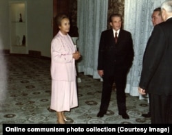 Elena and Nicolae Ceausescu at a New Year’s Eve party in 1988. It is one of the last photos of the couple stored in the archive.