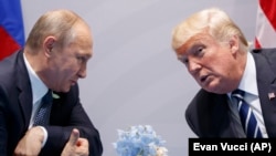 U.S. President Donald Trump meets with Russian President Vladimir Putin at the G20 Summit in Hamburg, Germany, on July 7, 2017.