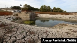 Обмелевшее из-за засухи Бахчисарайское водохранилище, архивное фото