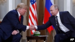 Президент США Дональд Трамп і російський лідер Володимир Путін під час Гельсінського саміту 2018 року