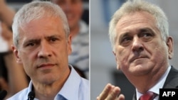 Serbia's liberal President Boris Tadic (left) and nationalist leader Tomislav Nikolic are facing each other in a presidential runoff for the third time.