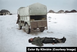 A dead Italian soldier next to a Fiat near Stalingrad. During World War II Italian dictator Benito Mussolini sent materiel and tens of thousands of soldiers to fight alongside the Nazis in Stalingrad as a matter of "Fascist solidarity."