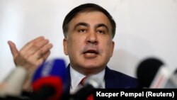 Міхеїл Саакашвілі під час прес-конференції в Варшаві. 13 лютого 2018 року