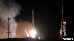 The Soyuz MS-26 spacecraft blasts off to the ISS from Kazakhstan on September 11.