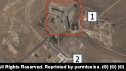 In this September 2, 2024 satellite image from Planet Lab, Saydnaya prison's two main structures are visible. Most prisoners were housed in the larger building, which was dubbed the "Mercedes Wheel."