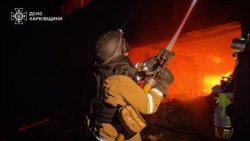 Emergency Crews Battle Fires After Massive Drone Strike Hits Kharkiv