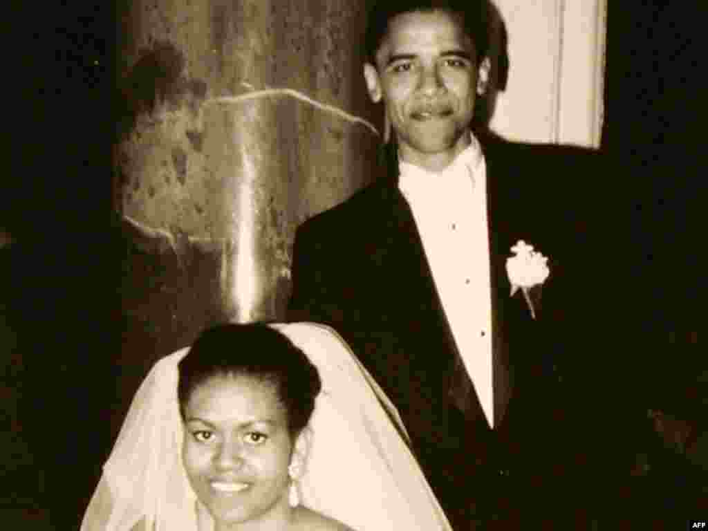 Na dan vjenčanja... - Michelle i Barack Obama na dan vjenčanja, 18.10.1992.