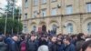 Hundreds of protesters gathered outside the local parliament in Sukhumi on November 15.