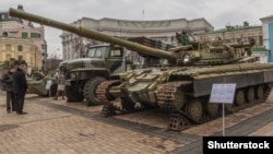 An exhibition in Kyiv in 2015 shows Russian weapons brought from the combat zone.