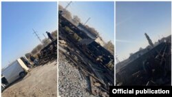 Мыйзамсыз талкаланып, сатылган деп шектелип жаткан темир жол вагондору. Финансы полициясы берген сүрөт.