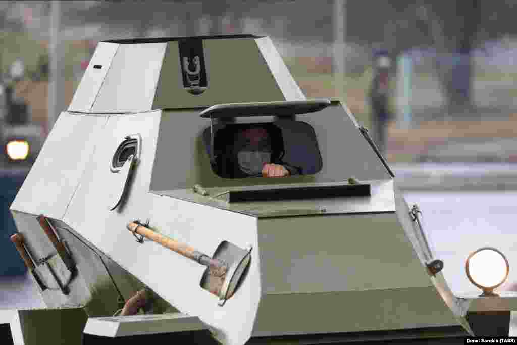 A World War II-era Soviet light armored vehicle takes part. In February, Defense Minister Sergei Shoigu announced that the Red Square parade would feature 15,000 troops and 375 military vehicles and aircraft.