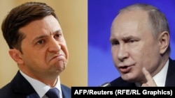 Russian President Vladimir Putin (right) and Ukrainian President Volodymyr Zelenskiy (combo photo)