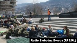 Protest pred zgradom institucija BiH, 24. mart 2012. Foto: Dženana Halimović